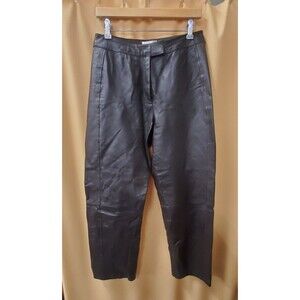Vtg Chadwicks Leather Pants Straight Leg Zip Hook & Eye No Pockets Lined Size 12